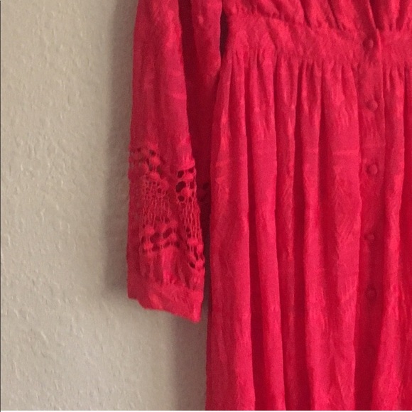 OLIVIA CULPO BEAUTIFUL RED EMBROIDERED MAXI DRESS - Picture 4 of 5